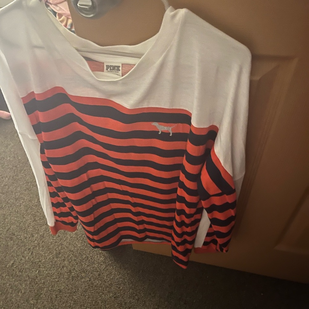PINK Victoria's Secret White, Red and Blue Striped Top.